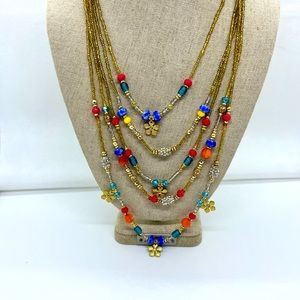 NWT 24’ M Haskell Vintage Gold Translucent Seed Bead Rhinestone Faceted Beading